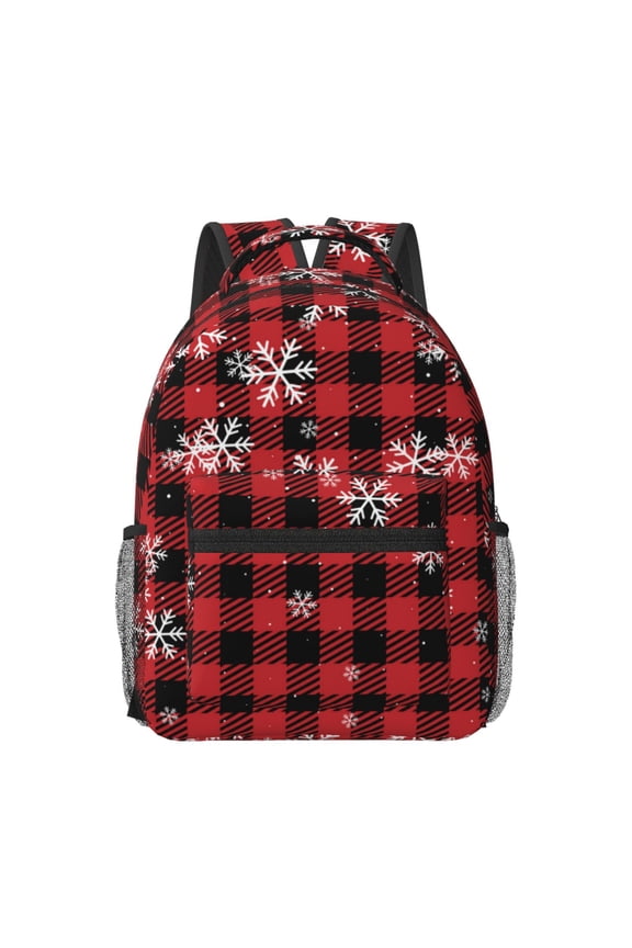 Red Buffalo Plaid Print Casual Backpack: A Computer Backpack Ideal for Men and Women, Perfect for College, School, or Daily Travels-One Size