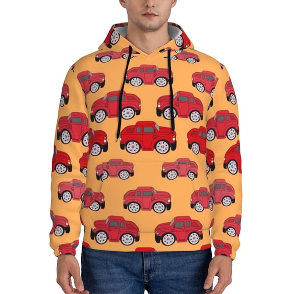 Xecao Red Cars Pattern Men's Adult Pullover Hoodie,Hooded Sweatshirt-XX-Large