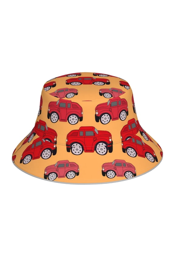 Red Cars Print Men and Women Night Reflective Hat Runner Cap Visor Bucket Hat Boonie Cap