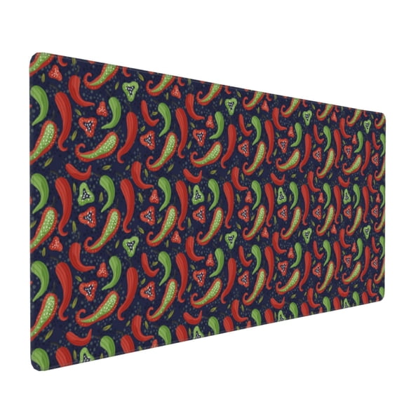 Xecao Red Chili Print Large Mouse Pad, 16x35.5in Mousepad, Professional Non-Slip Rubber Base Big Mouse Pad, Mouse Pad for Gaming & Office Full Desk Mouse Pad