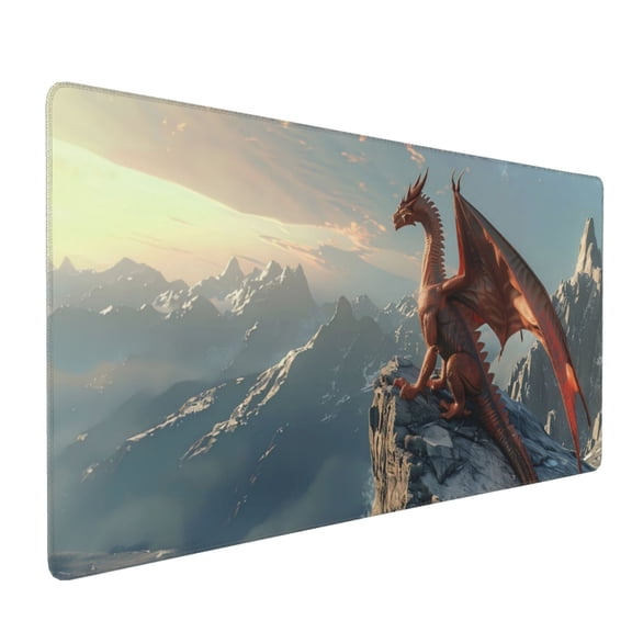 Xecao Red Dragon Mountain Sunrise Print Large Mouse Pad, 16x35.5in Mousepad, Professional Non-Slip Rubber Base Big Mouse Pad, Mouse Pad for Gaming & Office Full Desk Mouse Pad