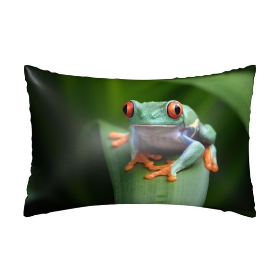 Xecao Red-Eyed Tree Frog Pattern Satin Pillowcases for Hair and Skin, Luxurious and Silky Pillow Cases with Envelope Closure, 20x30 Inches