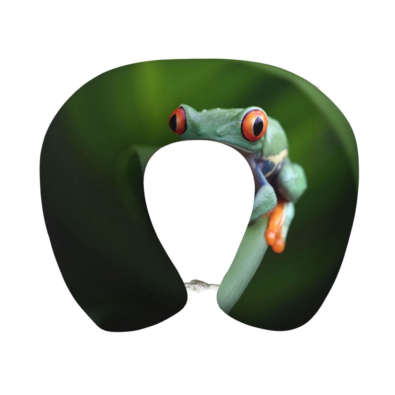 Xecao Red-Eyed Tree Frog Print Memory Foam Cervical Neck Pillow Versatile U-Shaped Pillows for Home,Office,Camping,Travelling,Soft Washable Cover