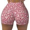 thumbnail image 1 of Xecao Red Flowers Print Workout Shorts for Women Soft Smooth Gym Yoga Scrunch Active Tennis Workout Running Shorts, 1 of 9