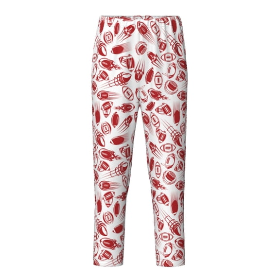 Xecao Red Football Print Teenagers' Pajama Pants Long Sleep Pants Soft Elastic Waist Pajama Bottoms Elastic waist with 2 Pockets 5-16 Years-Large