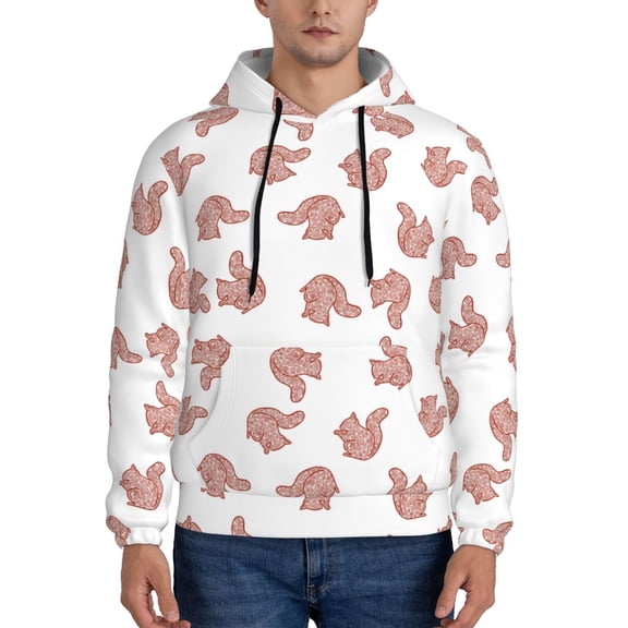 Xecao Red Fox Pattern Men's Adult Pullover Hoodie,Hooded Sweatshirt-3X-Large