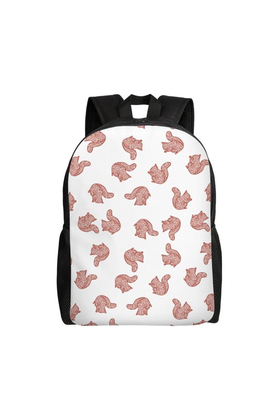 Red Fox Print School Backpack with Laptop Compartment Small Travel Laptop Backpack for Women Men Waterproof College Backpack Simple School Bag
