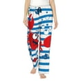 thumbnail image 1 of Xecao Red Funny Crab on Blue Stripe Women's Straight Lounge Pajama Pants: The Epitome of Relaxed Sleepwear, 1 of 9