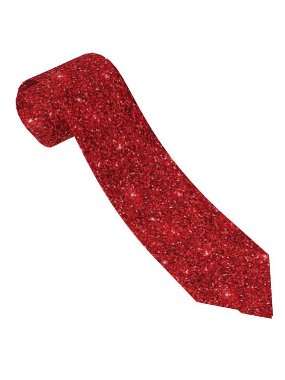 Red Glitter Print Tie For Men Necktie Woven Jacquard Neck Ties,Classic Men's Tie