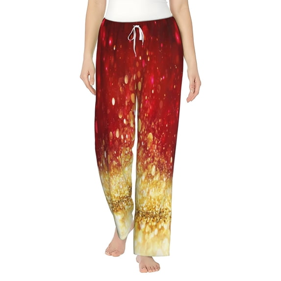 Xecao Red Gold Glitter Women's Straight Lounge Pajama Pants: The Epitome of Relaxed Sleepwear