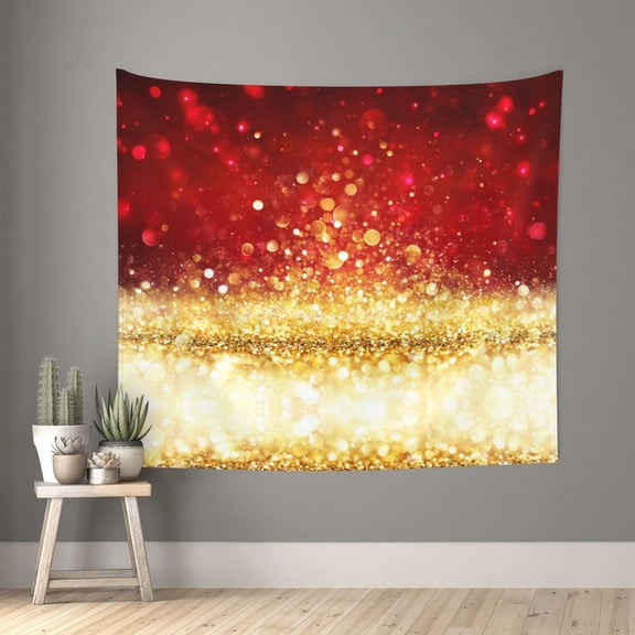 Xecao Red Gold Glitter patten Tapestry 60x51 Inches Wall Hanging Poster Tapestry for Living Room Bedroom Home Decor