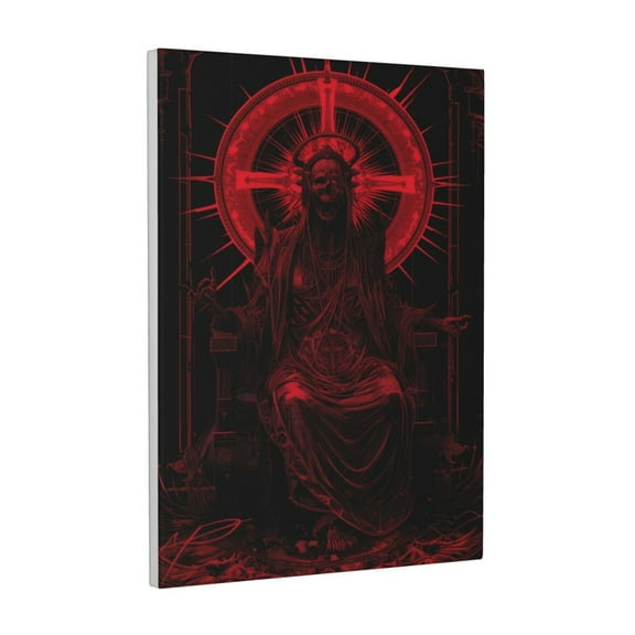 Xecao Red Gothic Skeleton Throne for Ready-to-Hang Canvas Art 12x16 Inches - Waterproof HD Print Solid Wood Frame for Gifting,Vertical