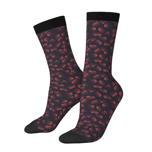 Xecao Red Hearts Pattern Sport Socks for Women and Men Crew Socks Sporty Calf Socks Casual Socks