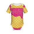 thumbnail image 1 of Xecao Red Ice Cream Pattern Baby Climbing Bodysuit Short Sleeve Onesie Unisex 0-12 Months Baby Shirt Newborn Outfits Crotch snap design-9M, 1 of 6