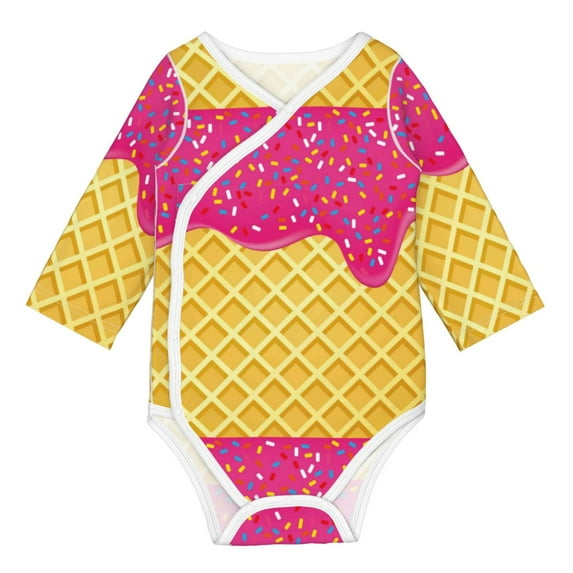 Xecao Red Ice Cream Print Baby unisex-baby Cotton Long-sleeve Bodysuits-3 Months