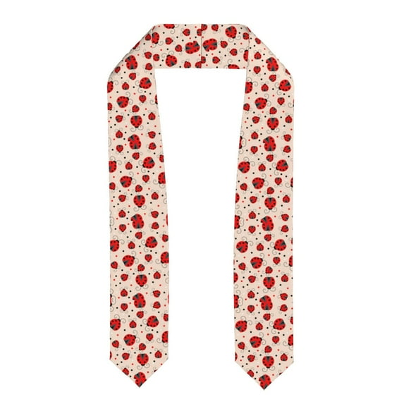 Xecao Red Ladybug Print Graduation Shawl Stole Honor Stole Adult 72" Academic Commencements