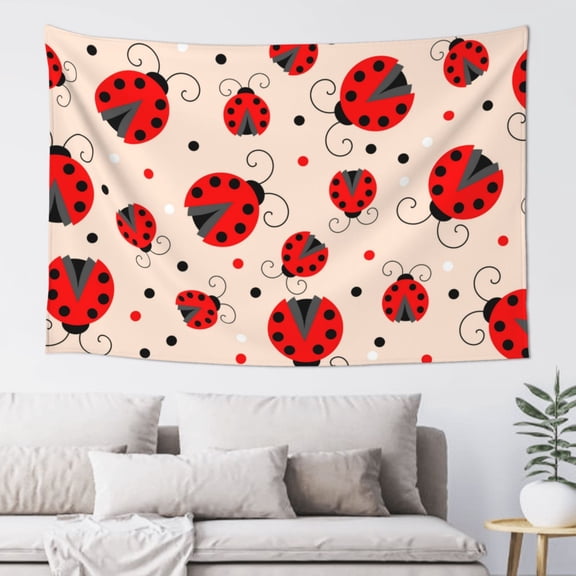 Xecao Red Ladybug Print Tapestry, Wall Hanging Room Funny Decor, Backdrop Room Decor for Bedroom Living Room dormitory