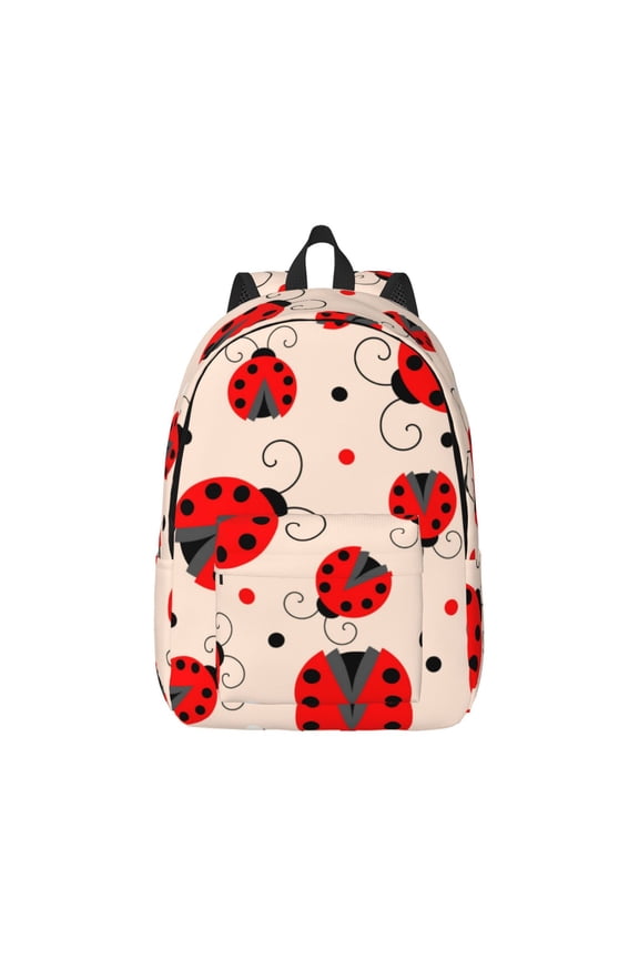 Red Ladybug for Canvas College Laptop Backpack, Durable Rucksack Travel Notebook Bag School Backpack Book Bag for Men Women