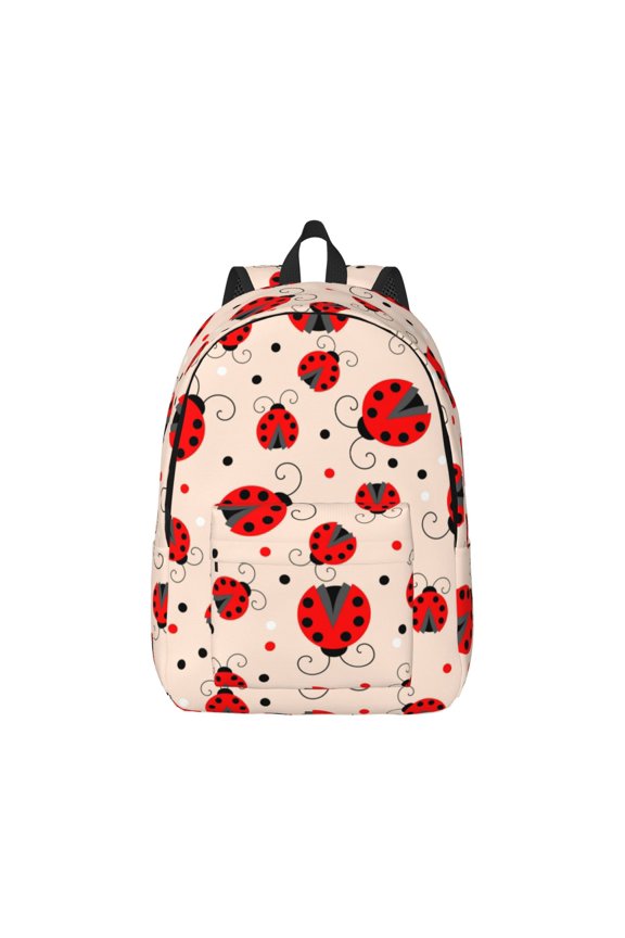 Red Ladybug for Canvas College Laptop Backpack, Durable Rucksack Travel Notebook Bag School Backpack Book Bag for Men Women