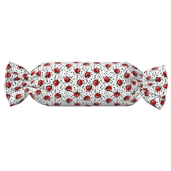 Xecao Red Ladybugs On Black Dotted Print+Candy-Inspired Plush Pillow for Men Women Suitable for Beds, Sofas, Game Rooms Drawstring Closure