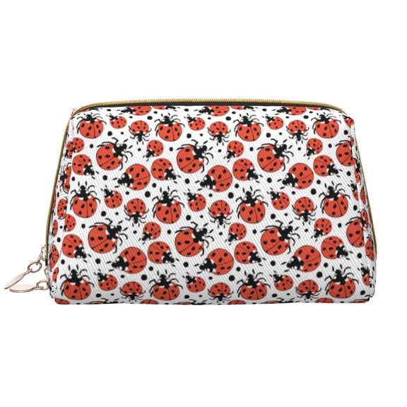 Xecao Red Ladybugs Print Fashion Makeup PVC Bag Large Capacity Travel Cosmetic Bag for Women Organizer Toiletry Clutch