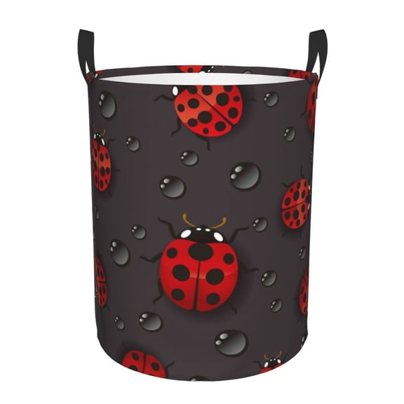 Xecao Red Ladybugs Print Laundry Hamper Basket,designed for Blanket Storage and Nursery Clothes in the Bedroom