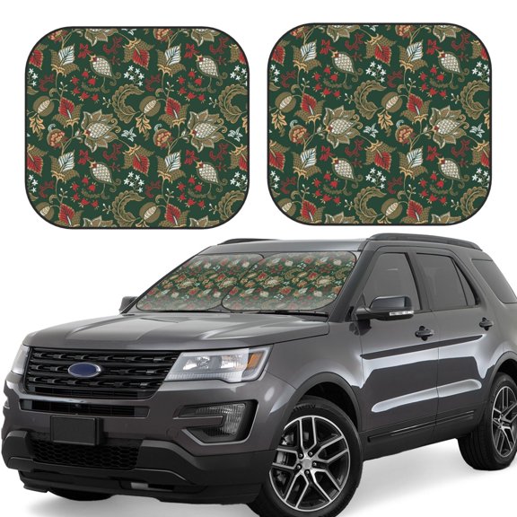 Xecao Red Leaves for Foldable Car Sun Shades (2-Pack) offer sun protection with an easy-fold design for convenient windshield shading.