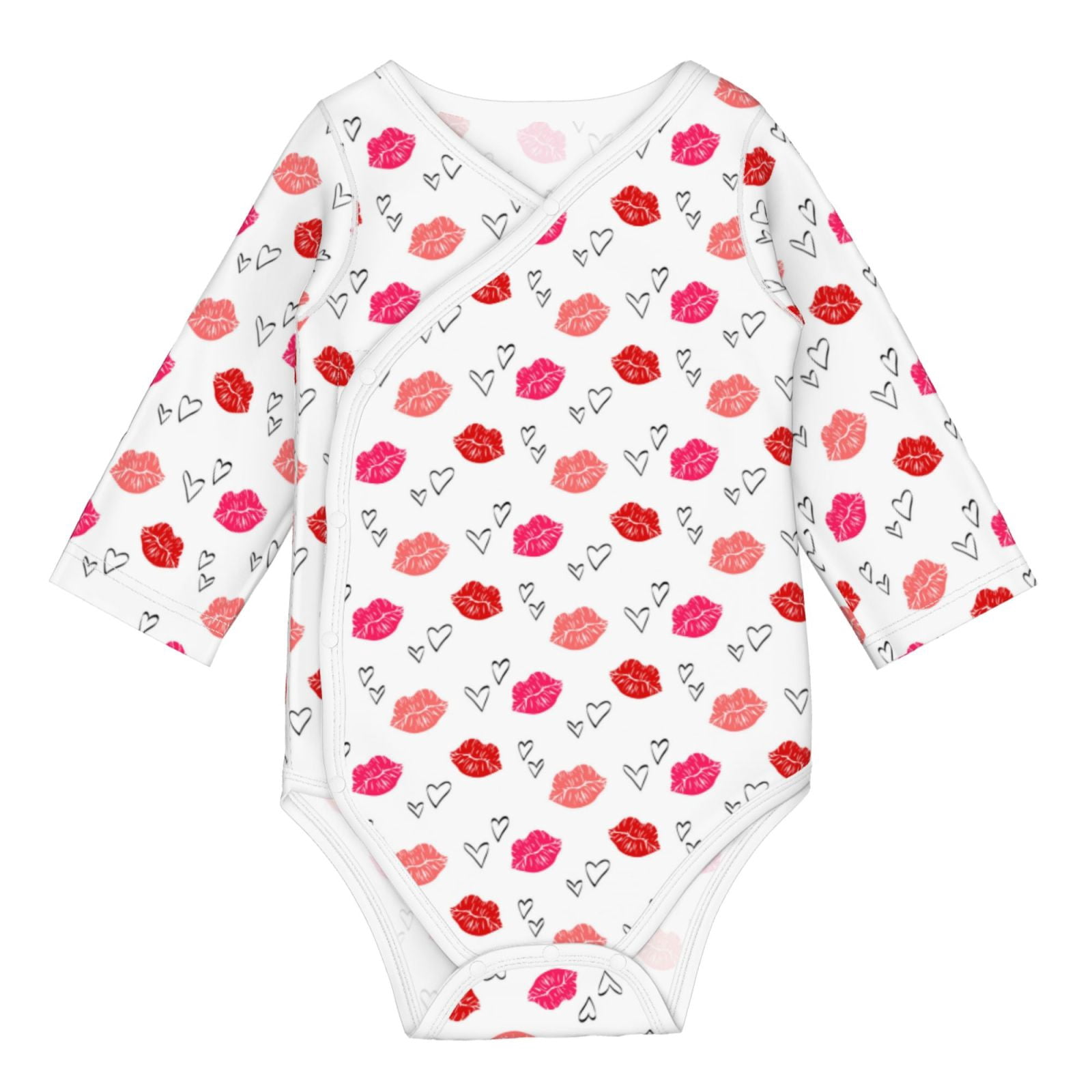 Xecao Red Lips 1 Print Baby unisex-baby Cotton Long-sleeve Bodysuits-3 Months