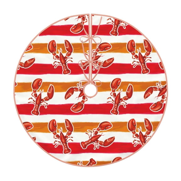 Xecao Red Lobster Pattern Christmas Tree Skirt Holiday Part Decorations for Christmas Tree, Farmhouse Christmas Decor Xmas Holiday Home Party Decorations-48"