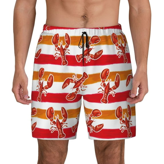 Xecao Red Lobster for Men's Swimming Trunks Swim Trunks Quick Dry Swim Shorts with Mesh Lining Funny Swimwear Bathing Suits