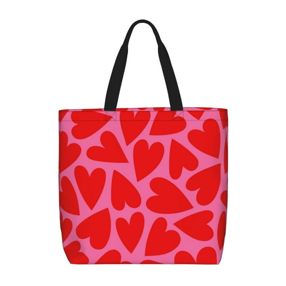 Xecao Red Love Heart for Tote Bag: spacious with inner pockets, ideal for work, shopping, or travel.