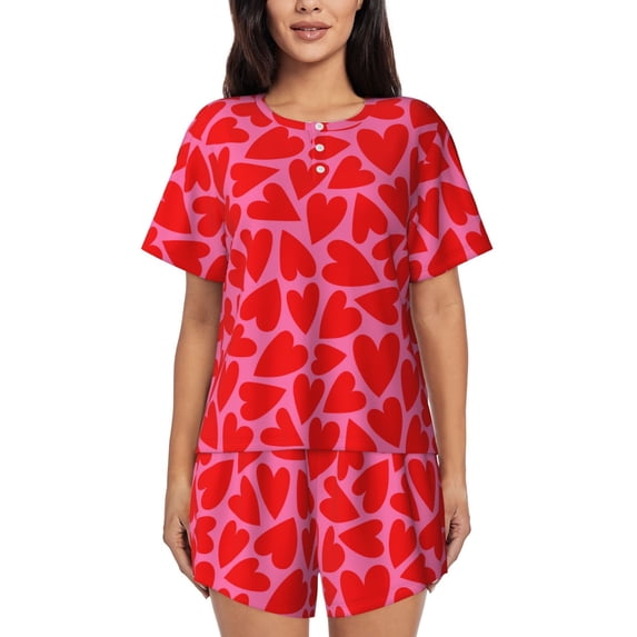 Xecao Red Love Heart print Swimsuit for women, Summer-ready, sporty style.Quick-dry fabric. Many sizes & colors.