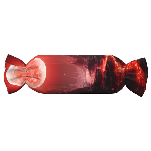 Xecao Red Moon Lava Print+Candy-Inspired Plush Pillow for Men Women Suitable for Beds, Sofas, Game Rooms Drawstring Closure