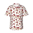 thumbnail image 1 of Xecao Red Mushroom print Hawaiian shirt - a stylish short-sleeve button-down for men, perfect for casual beach and tropical outings., 1 of 9