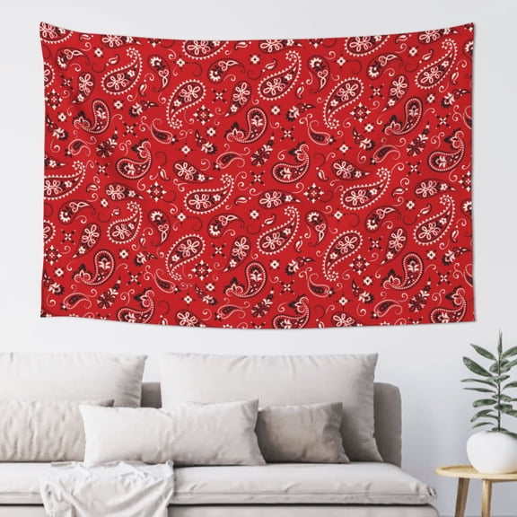 Xecao Red Paisley Floral Print Tapestry, Wall Hanging Room Funny Decor, Backdrop Room Decor for Bedroom Living Room dormitory