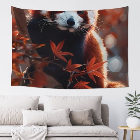Xecao Red Panda Autumn Branches Print Tapestry, Wall Hanging Room Funny Decor, Backdrop Room Decor for Bedroom Living Room dormitory