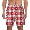 thumbnail image 1 of Xecao Red Plaid Daisy for Men's Swimming Trunks Swim Trunks Quick Dry Swim Shorts with Mesh Lining Funny Swimwear Bathing Suits, 1 of 9