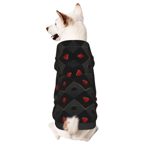 Xecao Red Poker Pattern Sweatshirts Winter Pet Dog Hoodie Puppy Coat Dog Sweaters Dog Clothes with Hat Dog Clothes Costume Outfit,Small Pets Wear-Large