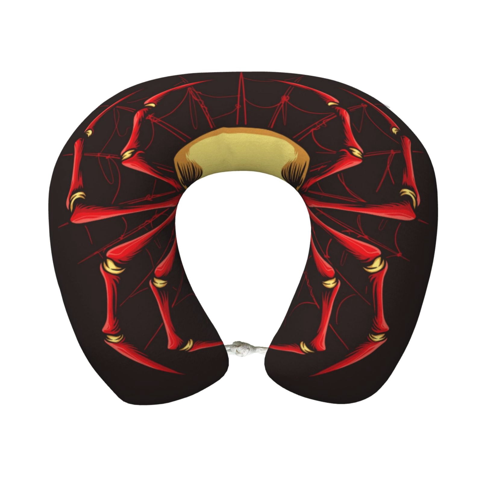 Xecao Red Skull Spider Print Memory Foam Cervical Neck Pillow Versatile U-Shaped Pillows for Home,Office,Camping,Travelling,Soft Washable Cover