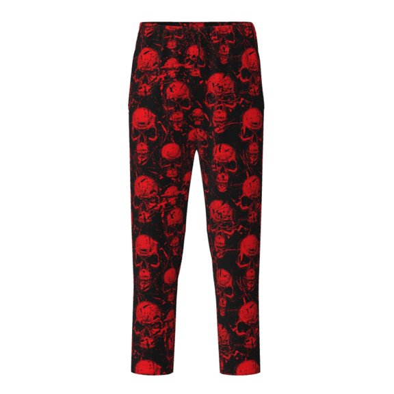 Xecao Red Skulls Print Teenagers' Pajama Pants Long Sleep Pants Soft Elastic Waist Pajama Bottoms Elastic waist with 2 Pockets 5-16 Years-Medium
