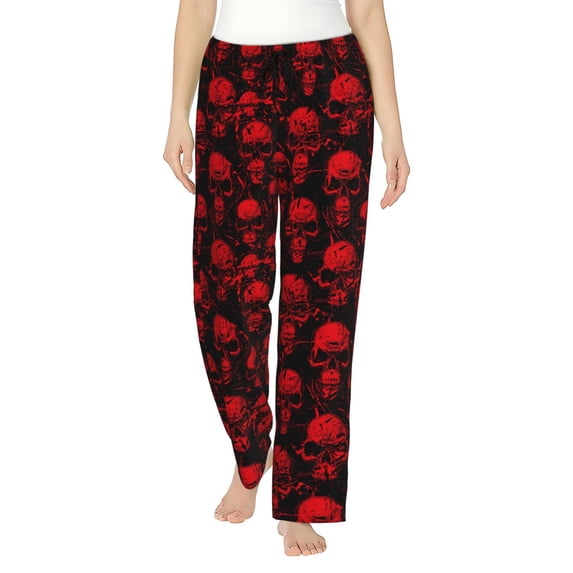 Xecao Red Skulls Women's Straight Lounge Pajama Pants: The Epitome of Relaxed Sleepwear