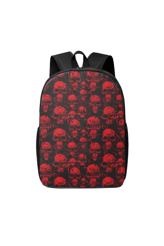 Red Skulls print Travel Backpack, Large Computer Backpack for Men Women, College School Rucksack Book Bag