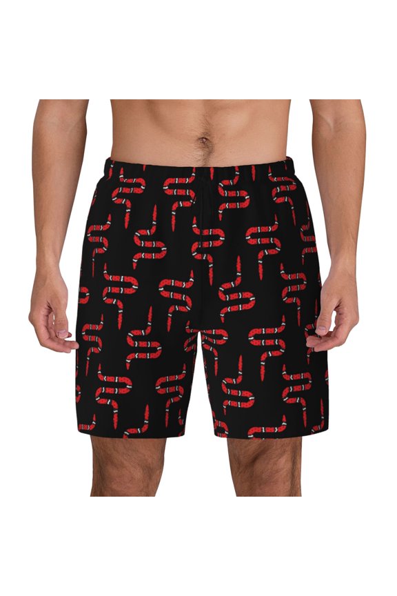Red Snake for Men's Swimming Trunks Swim Trunks Quick Dry Swim Shorts with Mesh Lining Funny Swimwear Bathing Suits