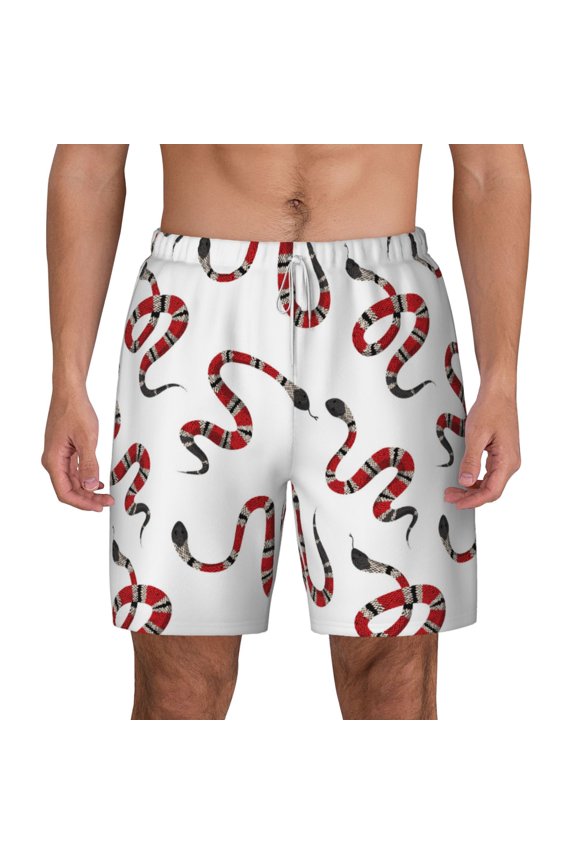 Red Snake for Men's Swimming Trunks Swim Trunks Quick Dry Swim Shorts with Mesh Lining Funny Swimwear Bathing Suits