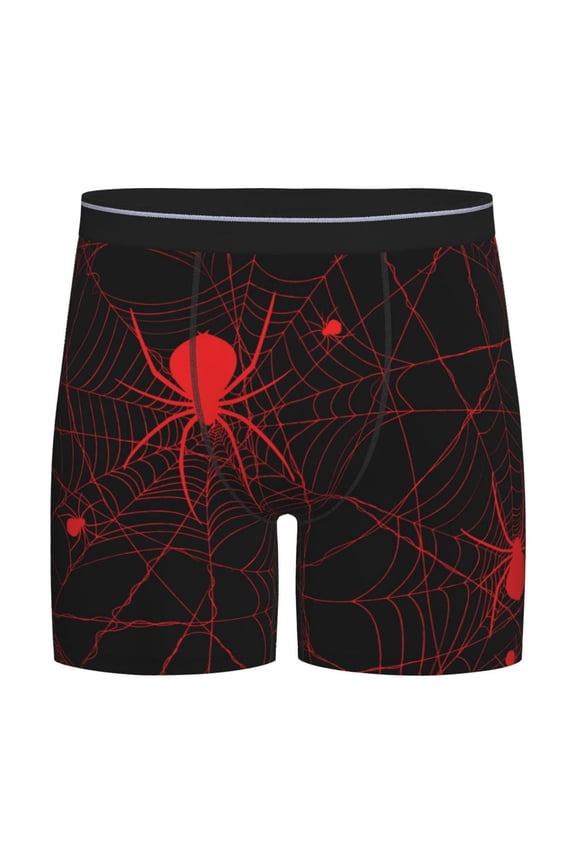 Red Spider On The Web Print Boxer Briefs for Men's Stretch Moisture-Wicking Underwear, Mid-Rise Classics breathable fabric