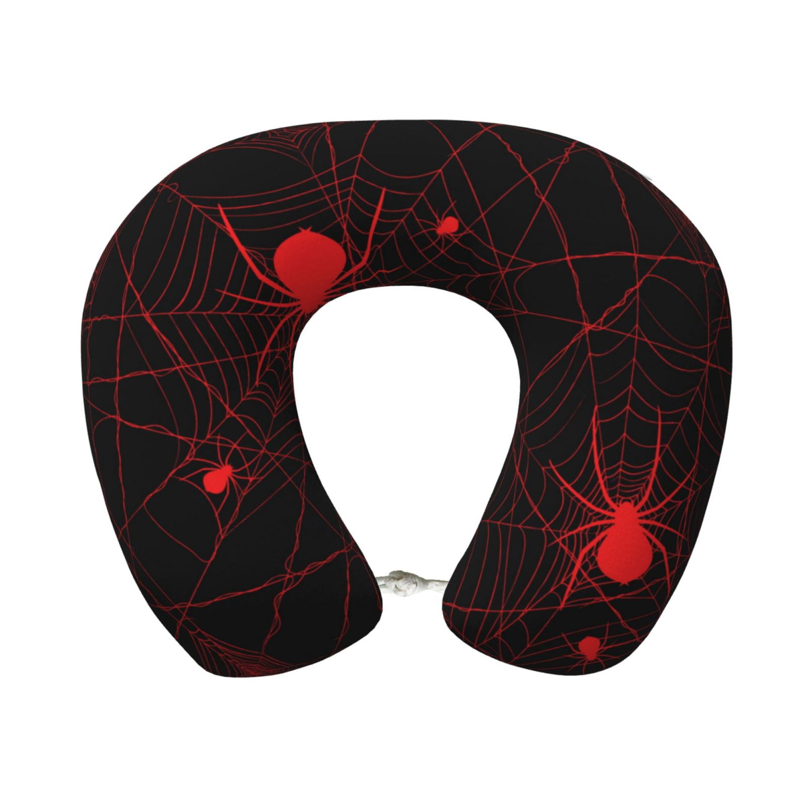 Xecao Red Spider On The Web Print Memory Foam Cervical Neck Pillow Versatile U-Shaped Pillows for Home,Office,Camping,Travelling,Soft Washable Cover