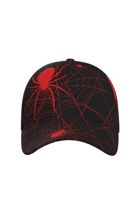Red Spider On The Web for Baseball Cap: Unisex, crafted from classic polyester twill fabric, featuring a soft unconstructed design