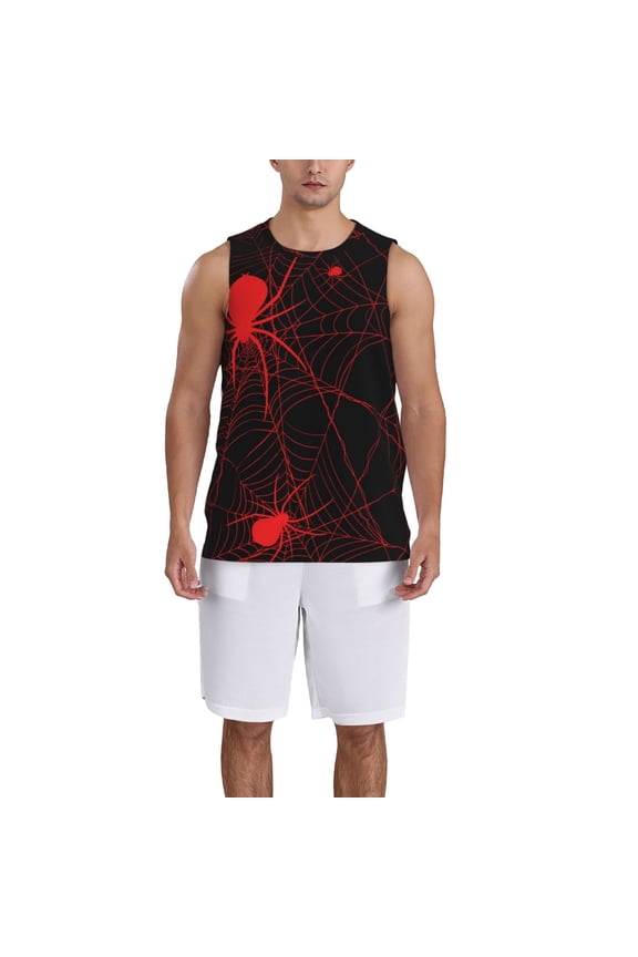 Red Spider On The Web print basketball shirt for both men and women, a unisex basketball jersey perfect for theme parties-Small