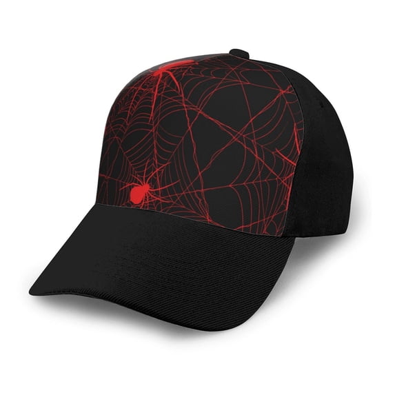 Xecao Red Spider On The Web print unisex vintage washed baseball cap, a soft and adjustable hat perfect for any casual style.