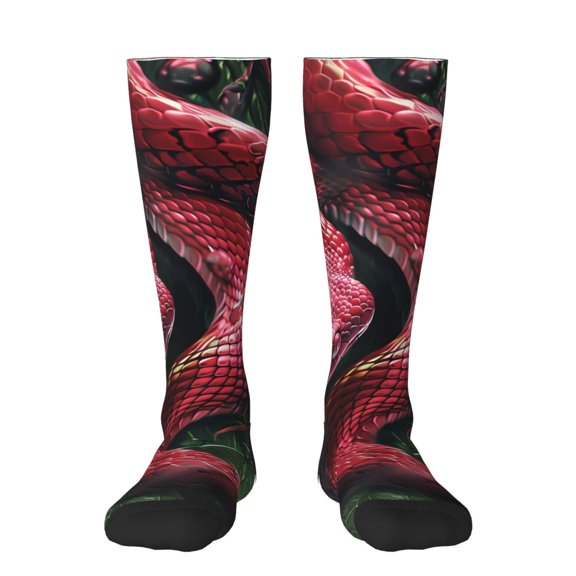 Xecao Red Viper Jungle Intensity Print Compression Socks for Both Men And Women for Running, Travel, Flight, Nurse